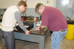 Bob and Andrey with grid spacer grinding setup